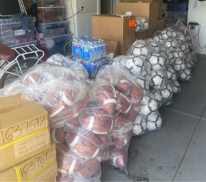 Bags full of sports balls