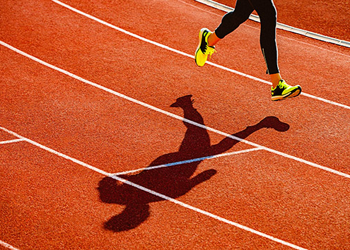 2027 Mulligan postcard (6 x 4.25 in) (6 x 4.25 in) - 2 Person running on track